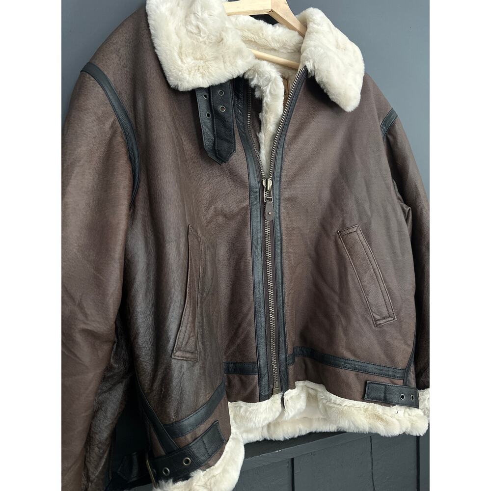Vintage Leather B3 Aviator Brown Bomber Jacket Lloyd Elliots Country Club Size M - Picture 4 of 10